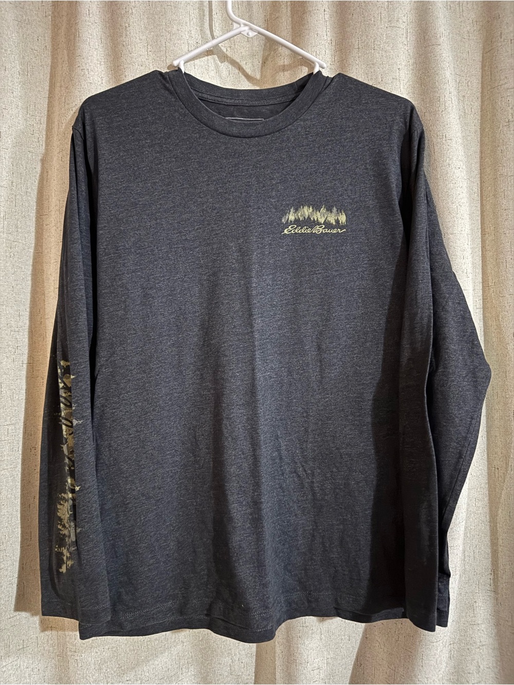 Eddie Bauer Charcoal Long-Sleeve Tee with Forest Graphic